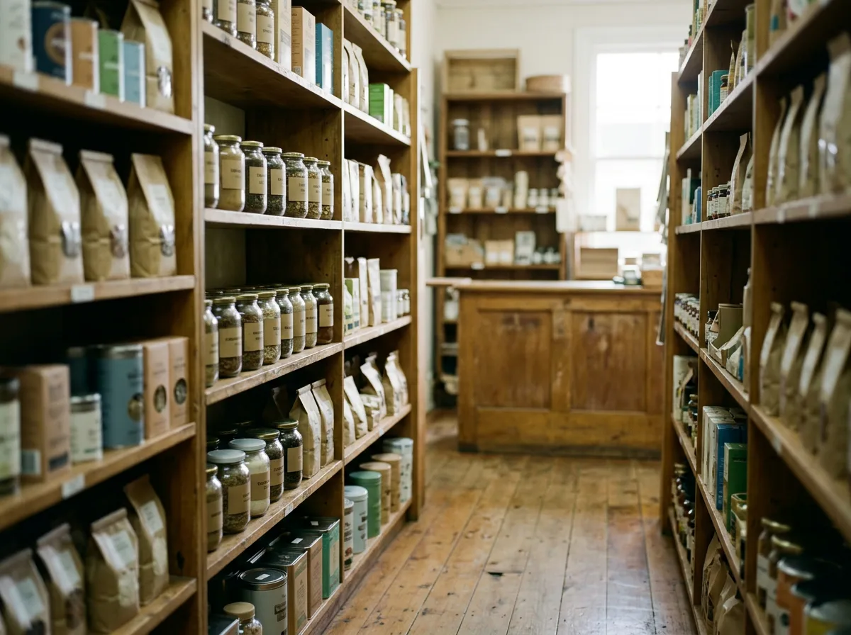The inside of an independent neighbourhood grocery store with full shelves